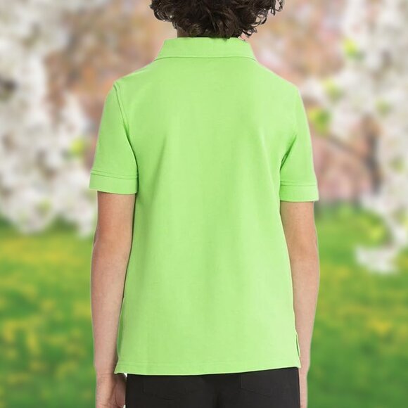 NWT Bright Lime Green Golf Collar Polo Shirt - Boys Sizes XS, S, L, XL Tops - Picture 3 of 4